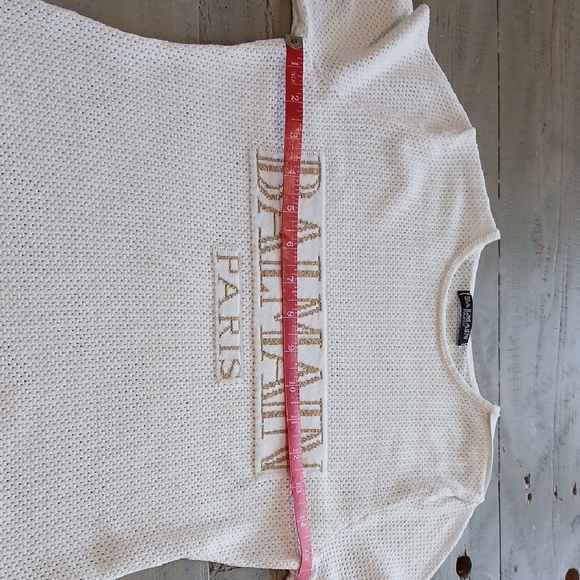 Balmain Cream Textured Logo Tee - Picture 10 of 12